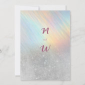 シルバーグリッターレインボーホログラフィックデートの保存 招待状 (裏面)