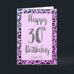 シルバーグリッターレオパードアニマルプリント30th誕生日 カード<br><div class="desc">ピンクパーソナライズされたヒョウアニマルプリントとシルバーグリッター30歳の誕生日カード彼女のために、カードの前面に「happy 30th birthday」と言う。この製品には実際のグリッターではなく、デザイン効果がある。あなたは彼女の名前で簡単にフロントをパーソナライズすることができる。中読にバースデータメッセージとバックは年とパーソナライズされた一緒に。これは彼女の30歳の素晴らし誕生日の記念に贈る。</div>