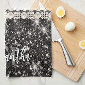 シルバーグリッターレオパード印刷 キッチンタオル (四つ折り)