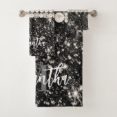 シルバーグリッターレオパード印刷 バスタオルセット (インサイチュ)