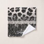 シルバーグリッターレオパード印刷 バスタオルセット (ウォッシュタオル)
