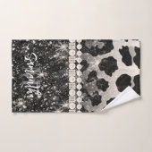 シルバーグリッターレオパード印刷 バスタオルセット (ハンドタオル)