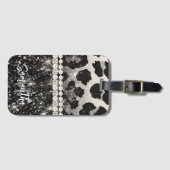 シルバーグリッターレオパード印刷 ラゲッジタグ (正面横)