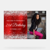 シルバーグリッターレッドウェルカム21歳 アクリルサイン (正面)