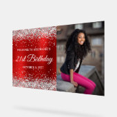 シルバーグリッターレッドウェルカム21歳 アクリルサイン (傾斜)