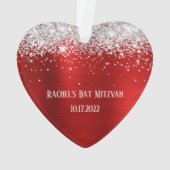 シルバーグリッターレッドフォイルバルミツワーハート オーナメント (裏面)