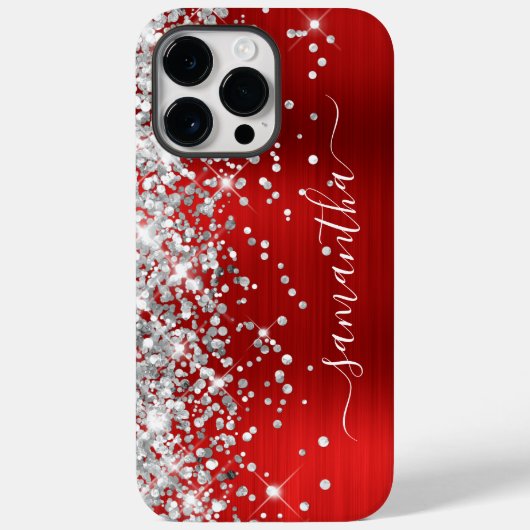 シルバーグリッターレッドフォイルモダンシガーリーグネチャ Case-Mate iPhoneケース (裏面)