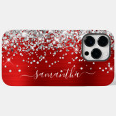 シルバーグリッターレッドフォイルモダンシガーリーグネチャ Case-Mate iPhoneケース (裏面 (横))