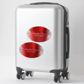 シルバーグリッターレッドフォイル名タイトル名 シール (スーツケース)