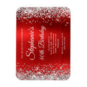 シルバーグリッターレッドフォイル40thバースデーキープサケ マグネット (縦)