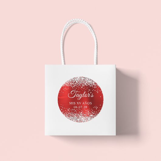 シルバーグリッターレッドフォイルMis XV Anos誕生日 ラウンドシール