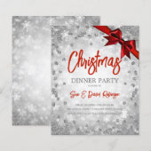 シルバーグリッターレッドリボンクリスマスホリデー (正面/裏面)