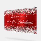 シルバーグリッターレッド40と素晴らしい誕生日へようこそ アクリルサイン (傾斜)
