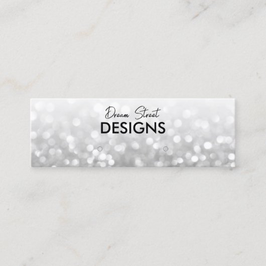 シルバーグリッターロゴSNSイヤリングディスプレイB スキニー名刺 (正面)