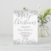 シルバーグリッター企業の又はファミリークリスマスパーティー 招待状 (スタンド正面)