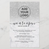 シルバーグリッター価格ロゴ大理石オープン チラシ (正面)