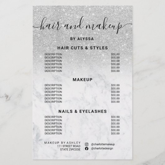 シルバーグリッター価格ロゴ大理石 お店はオープンしています チラシ (裏面)