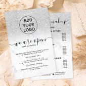 シルバーグリッター価格ロゴ大理石 お店はオープンしています チラシ