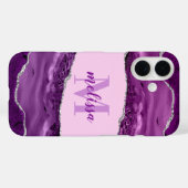 シルバーグリッター入りパープルアゲートモノグラムケース Case-Mate iPhoneケース (裏面 (横))