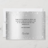 シルバーグリッター写真の誕生日サンキューカード 招待状 (裏面)