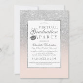 シルバーグリッター写真バーチャル卒業パーティー 招待状 (正面)