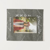 シルバーグリッター写真卒業証書 名前クラステキストを追加 タペストリー (正面(横))