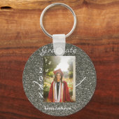 シルバーグリッター写真卒業add name class文字 キーホルダー (正面)