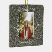 シルバーグリッター写真卒業add name class文字 セラミックオーナメント (右)