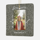 シルバーグリッター写真卒業add name class文字 セラミックオーナメント (左)