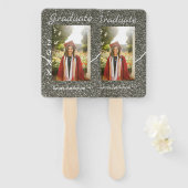 シルバーグリッター写真卒業add name class文字 ハンドファン (正面&裏面)