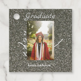 シルバーグリッター写真卒業add name class文字 フェイバータグ