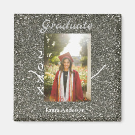 シルバーグリッター写真卒業add name class文字 マグネット