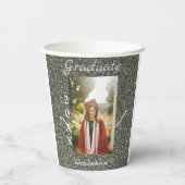 シルバーグリッター写真卒業add name class文字 紙コップ (裏面)