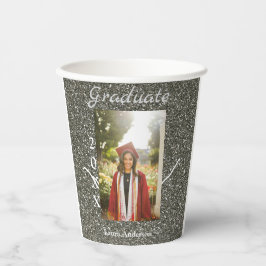シルバーグリッター写真卒業add name class文字 紙コップ