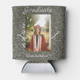 シルバーグリッター写真卒業add name class文字 缶クーラー