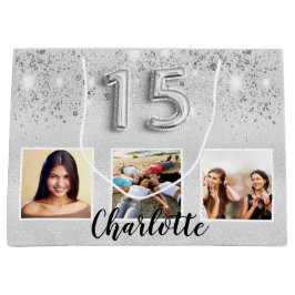 シルバーグリッター写真名キンセアニェラ ラージペーパーバッグ