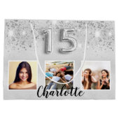 シルバーグリッター写真名キンセアニェラ ラージペーパーバッグ (裏面)