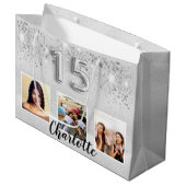 シルバーグリッター写真名キンセアニェラ ラージペーパーバッグ (正面アングル)