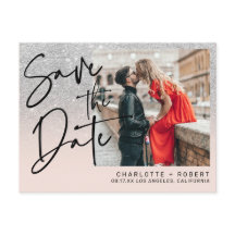 シルバーグリッター写真結婚式の日付を保存