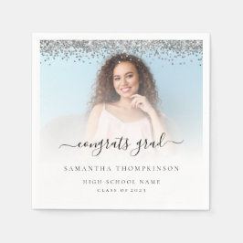 シルバーグリッター写真2024おめでとう卒業 スタンダードカクテルナプキン