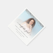 シルバーグリッター写真2024おめでとう卒業 スタンダードカクテルナプキン (角)