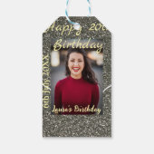 シルバーグリッター写真20th誕生日の追加の名前の日付 ギフトタグ (裏面)