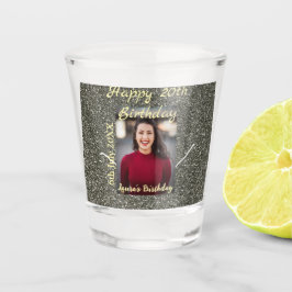 シルバーグリッター写真20th誕生日の追加の名前の日付 ショットグラス