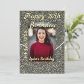 シルバーグリッター写真20th誕生日の追加の名前の日付 シーズンカード (スタンド正面)