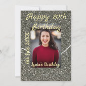 シルバーグリッター写真20th誕生日の追加の名前の日付 シーズンカード (裏面)