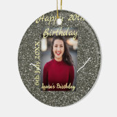 シルバーグリッター写真20th誕生日の追加の名前の日付 セラミックオーナメント (左)