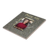 シルバーグリッター写真20th誕生日の追加の名前の日付 タイル (側面)