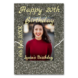 シルバーグリッター写真20th誕生日の追加の名前の日付 テーブルナンバー