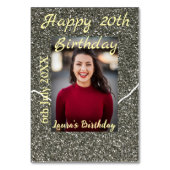 シルバーグリッター写真20th誕生日の追加の名前の日付 テーブルナンバー (裏面)