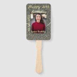 シルバーグリッター写真20th誕生日の追加の名前の日付 ハンドファン